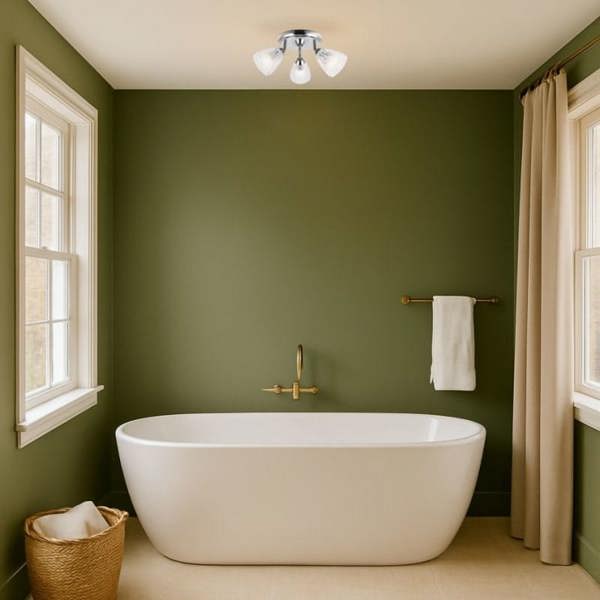 COSYLYTE Athella Bathroom 3 Light Ribbed Glass Spotlight