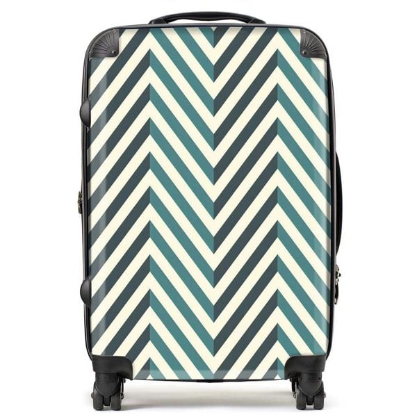 Warren Reed Geometric Herringbone Chevron Blues Suitcase