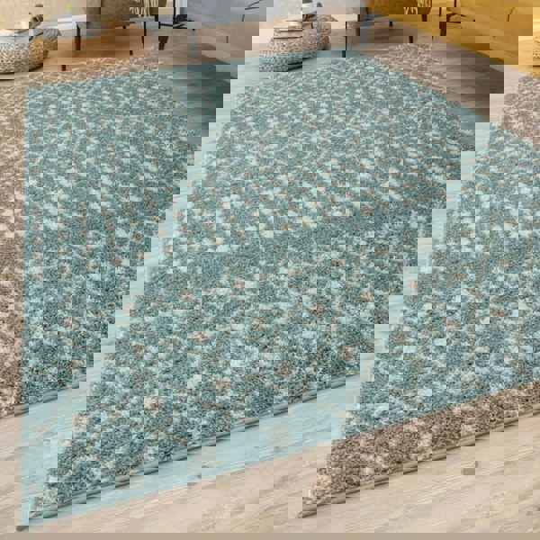 Shaggy blue rug High Quality Elegant Moroccan Pattern