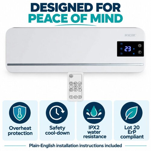 MYLEK Overdoor Fan Heater - 2kW - Air Curtain with Thermostat & Timer