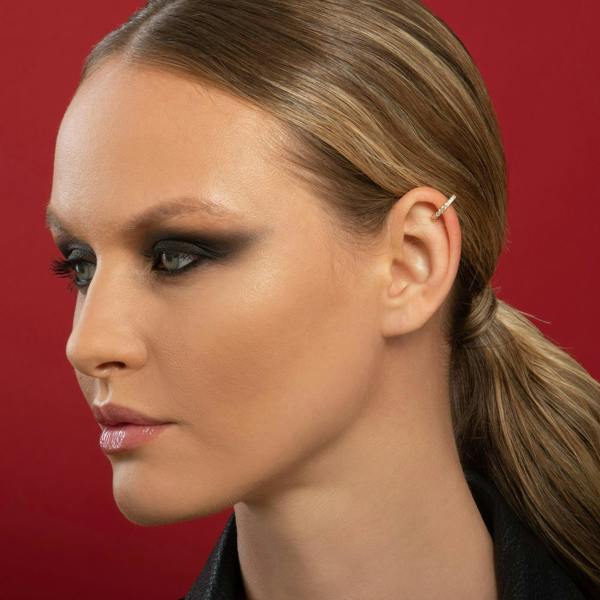 Pair of Gold Ear Cuffs with Cubic Zirconia Stones - namana.london