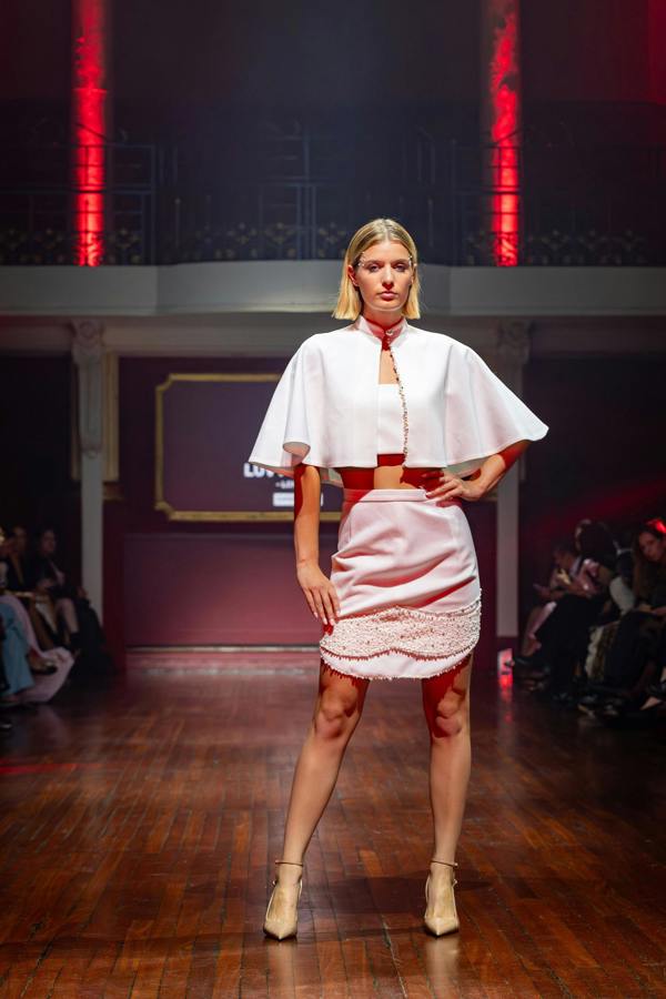 LuvForever Ophira - White Mini Skirt Cape Set