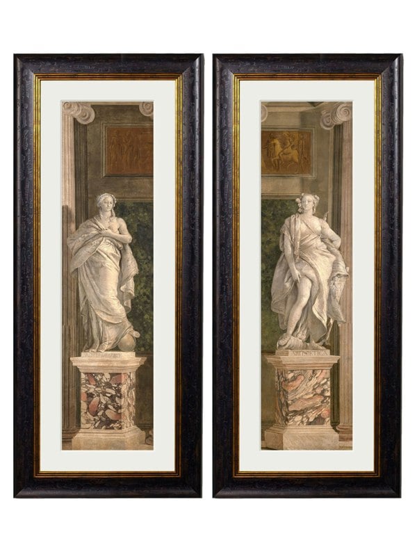Exceptional Art c.1760 Allegorical Figures Representing Grammar and Arithmetic