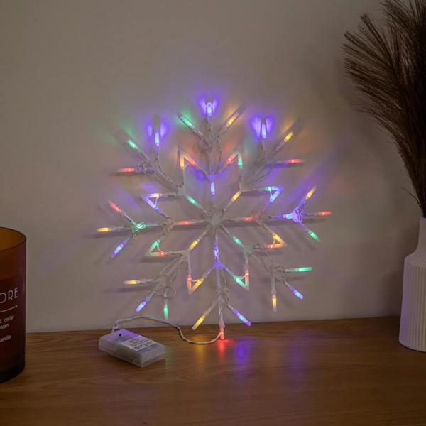 Samuel Alexander 34cm Battery Operated Light up Christmas Snowflake with Multi-Coloured LEDs