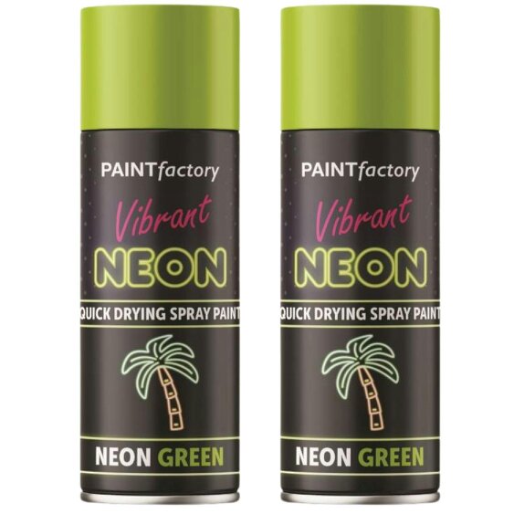Paint Factory 2X  Fluorescent Neon Green Spray Paint 200ml