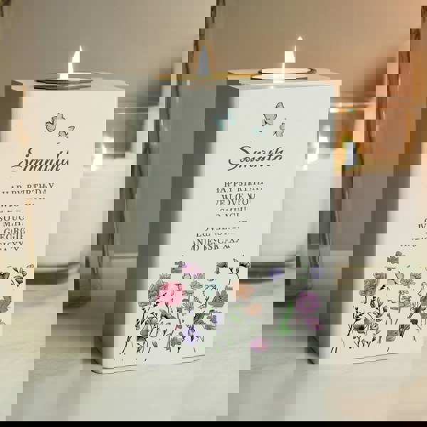 Personalised Memento Company Personalised Wild Flowers Tealight Holder