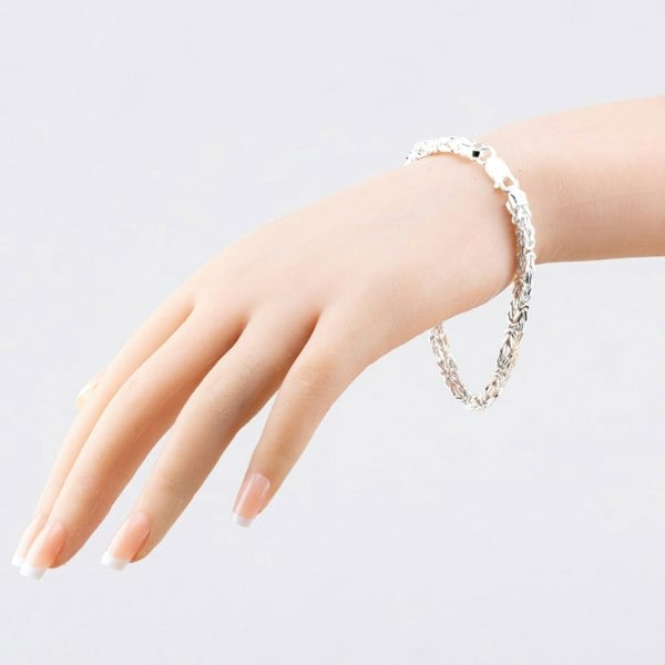 T. H. Baker Sterling Silver 4.2mm Byzantine Chain Bracelet S1061-08