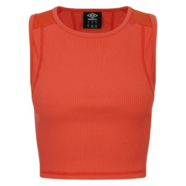 Umbro Womens Ribbed Crop Top - Hot Coral