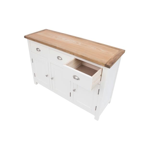 Cabinet Bits Lovere Off White 3 Drawer 3 Door Sideboard Chrome Cup Handle