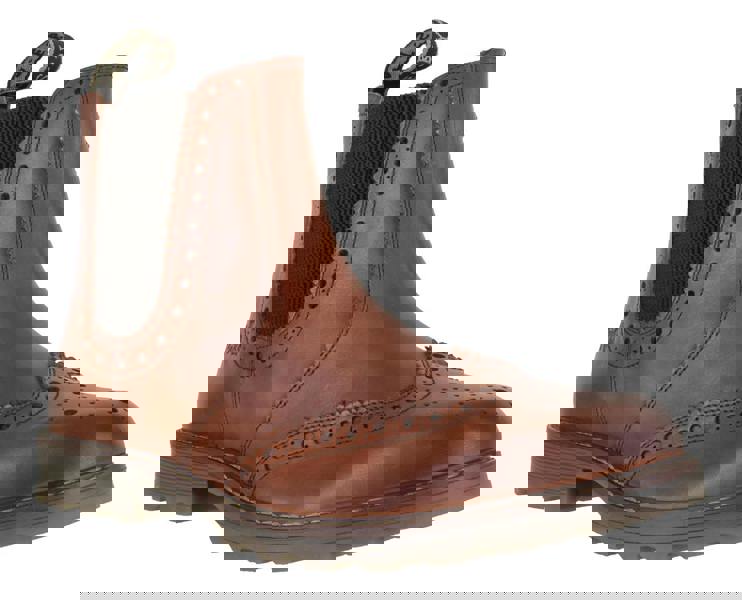 Catesby Mens Pull On Leather Brogues Chelsea Dealer Ankle Boots