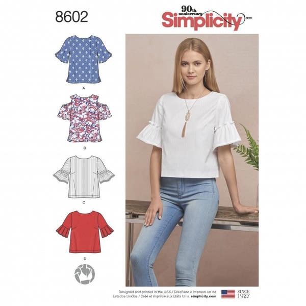 Simplicity Sewing Pattern 8602, Tops for Women, H5 (6-8-10-12-14) - Intermediate