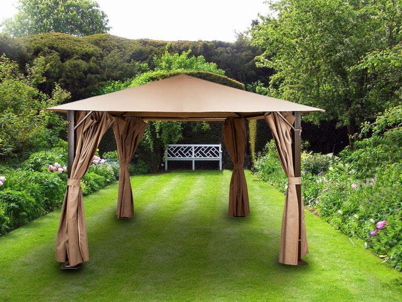 Glendale Venice Garden Gazebo with Curtains – All-Weather Steel Frame | 3 Sizes The Garden Furniture Shop