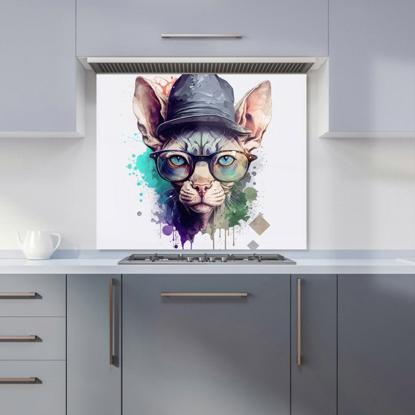 Warren Reed - Designer Sphynx Cat Face Splashart Kitchen Splashback