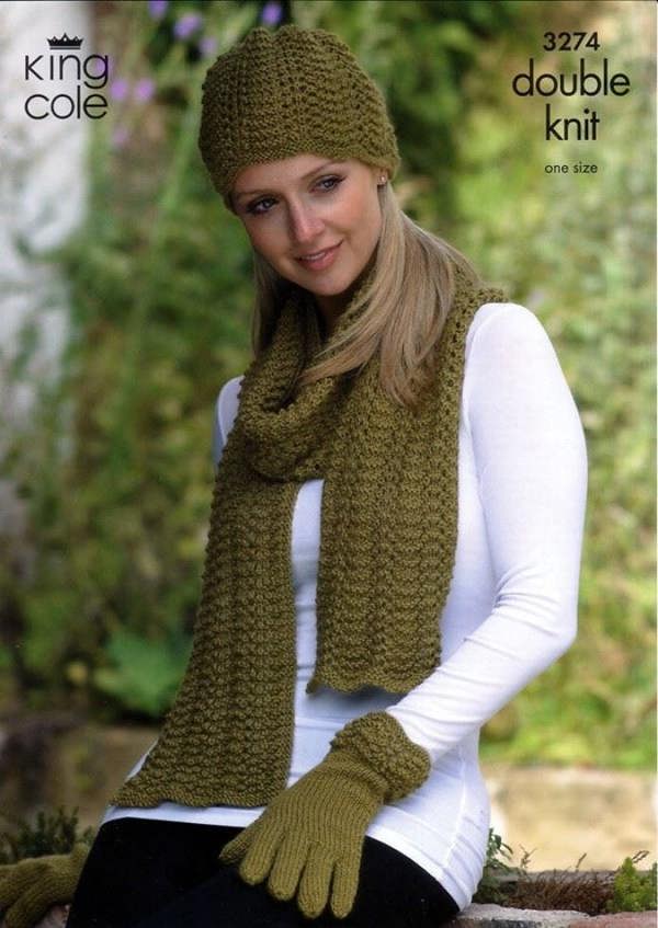King Cole Baby Alpaca Knitting Pattern 3274, Headwear, Gloves, Scarves for Women, One Size - Intermediate