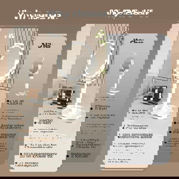 Emitto 10X Magnifying Makeup Mirror Round 360° Rotation LED Light Double Side