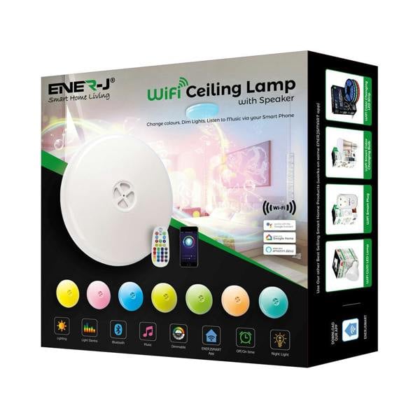 ENER-J 24W Wi-Fi Ceiling Lights RGB+W+WW, Dimmable with Bluetooth Speaker, Amazon Alexa and Google Home Compatible