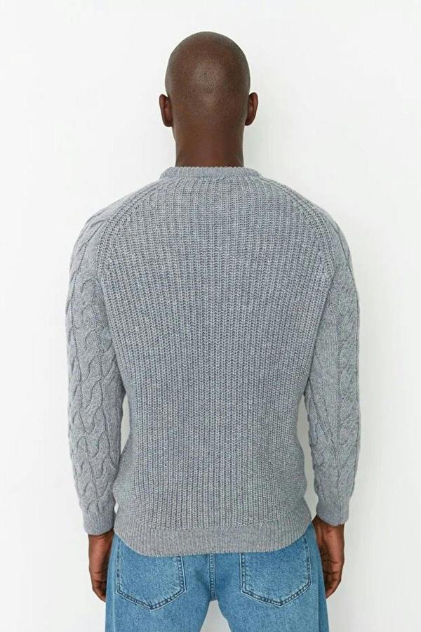WOVCOR Regular Fit Woolen Crew Neck Knit Men's Sweater with Hair Knitting Detail