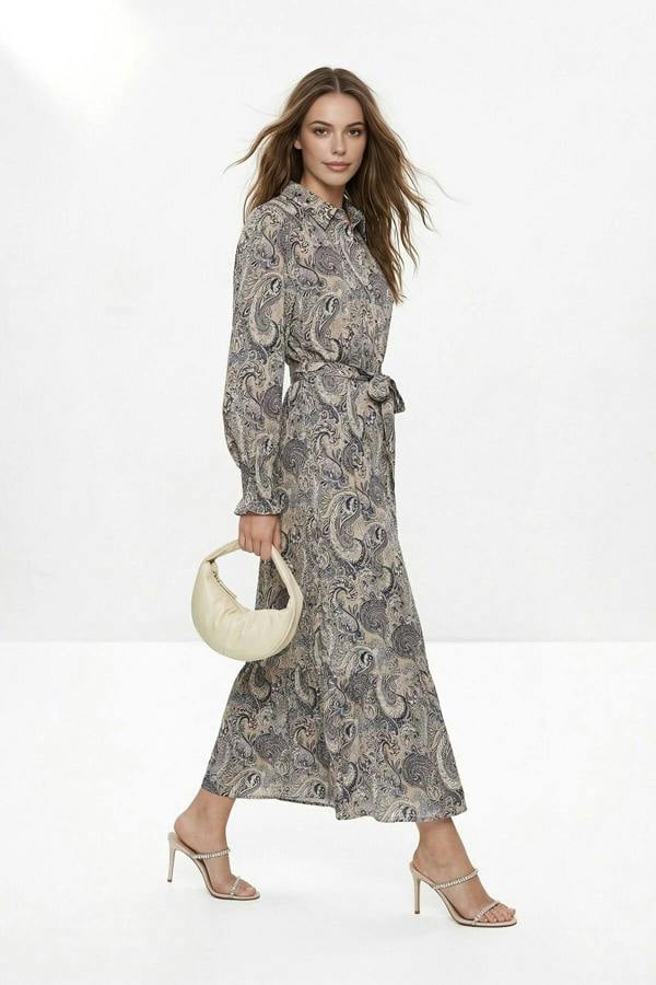 WOVCOR Shawl Pattern Woven Dress