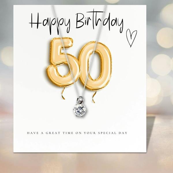 Aye Do Gifts Small 50th Birthday Gold Balloon Hamper | Candle, Necklace, Chocolates