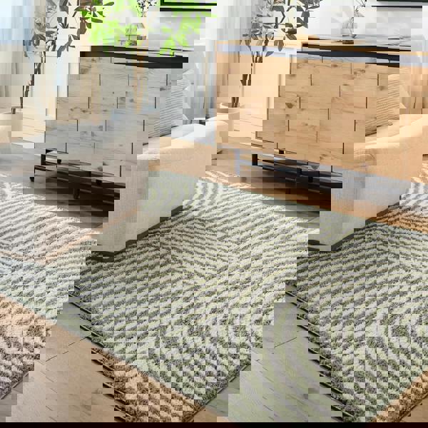 Livabliss Fossay Shag-Washable Beige Green Modern High Pile Rug