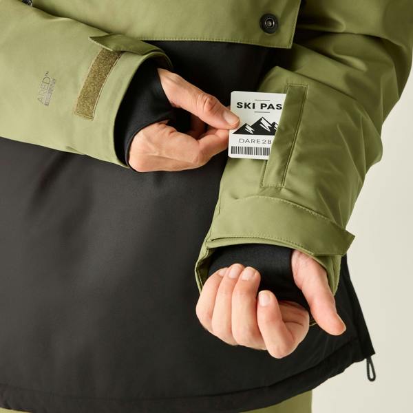 Dare 2B Mens Freeride III Overhead Ski Jacket - Black/Martini Olive - 