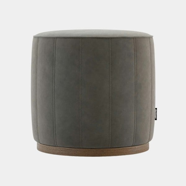 Domkapa Neve Soft Suede Low Pouf with Walnut Stained Ash Base