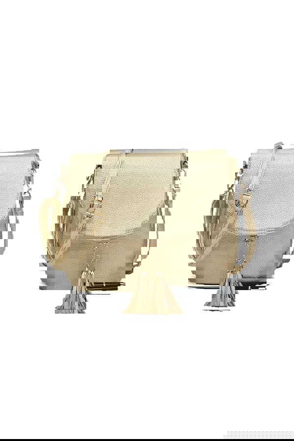 Pluspup Tassel Flap Shoulder Bag with Adjustable Strap and Inner Pocket