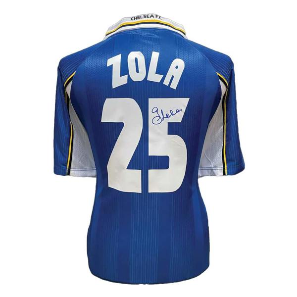 Unbranded Gianfranco Zola signed Chelsea 1998 ECWC Final shirt. — Framed