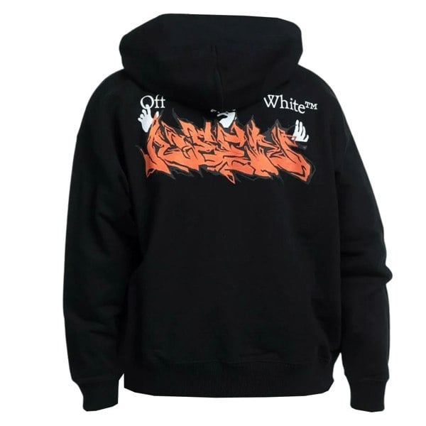 Off-White Marker Graffiti Spray Design Logo Hoodie - Black