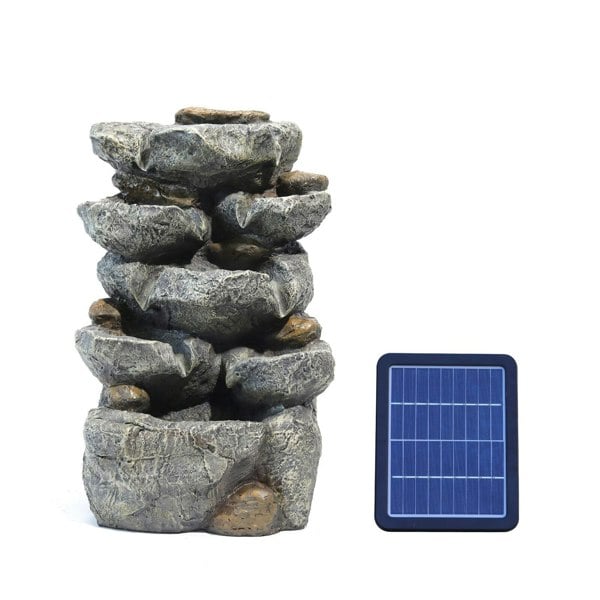 49cm Height Solar Power Garden Water Feature Cascading LED Rockfall Fountains Living and Home