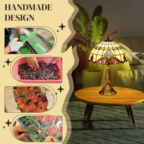 Wyld Haus Noka Glass And Metal Multi Colour Handcrafted Stained Glass Table Lamp