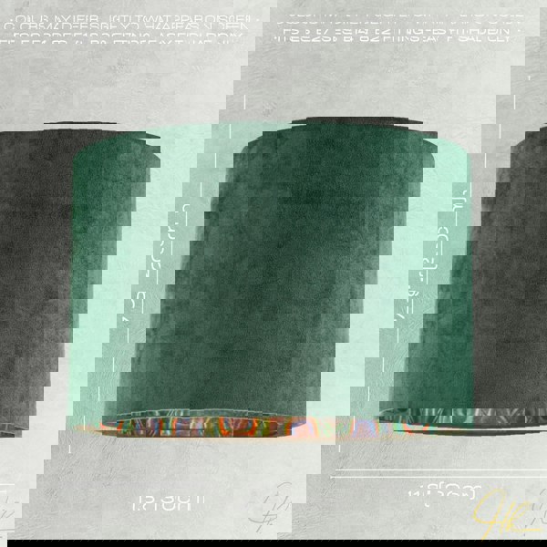 Forest Green Velvet Lamp Shade with Colourful Peacock Feather Inner Image 5