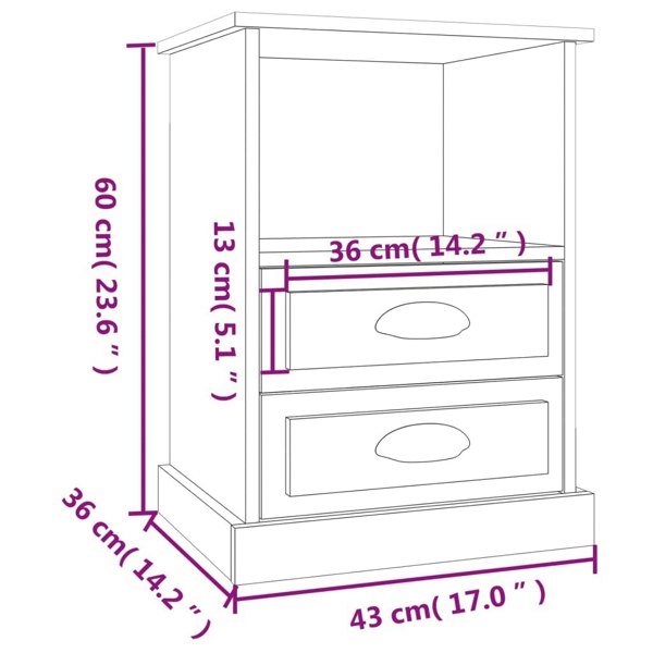 Berkfield Bedside Cabinet Sonoma Oak 43x36x60 cm