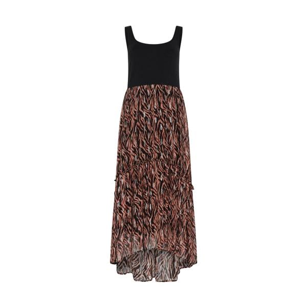 Rose & Nancy Mia Fabric Mix Black and Tan Tiger Print Maxi