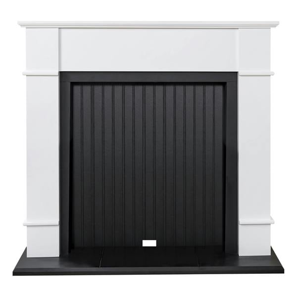 Adam Oxford Stove Fireplace in Pure White & Black, 48 Inch
