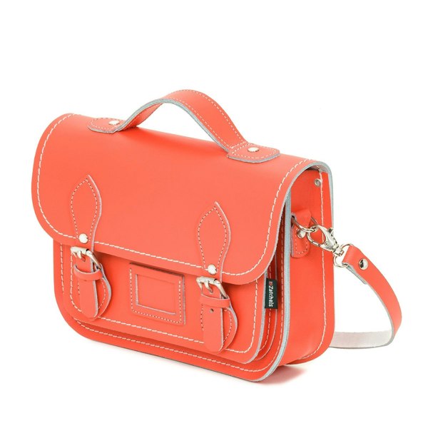 Zatchels Leather Midi Satchel - Coral