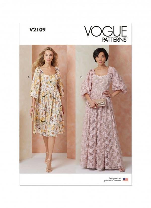 Vogue Sewing Pattern 2109, Dresses for Women, H5 (6-8-10-12-14) - Intermediate