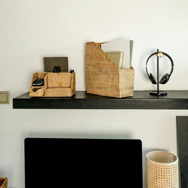 Rattan File Holder - Magazine Holder and a4 docment - Coastal Villa Homeware