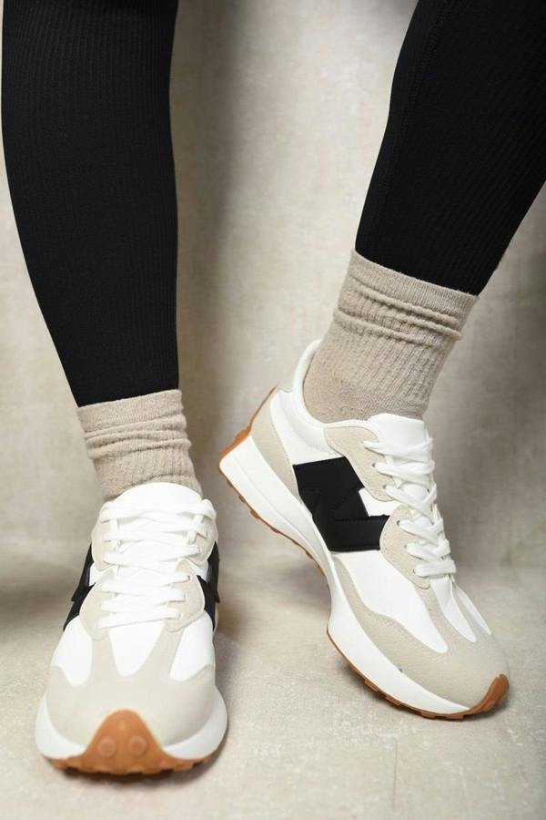 Gabriela Low Top Lace Up Trainers - White/Black