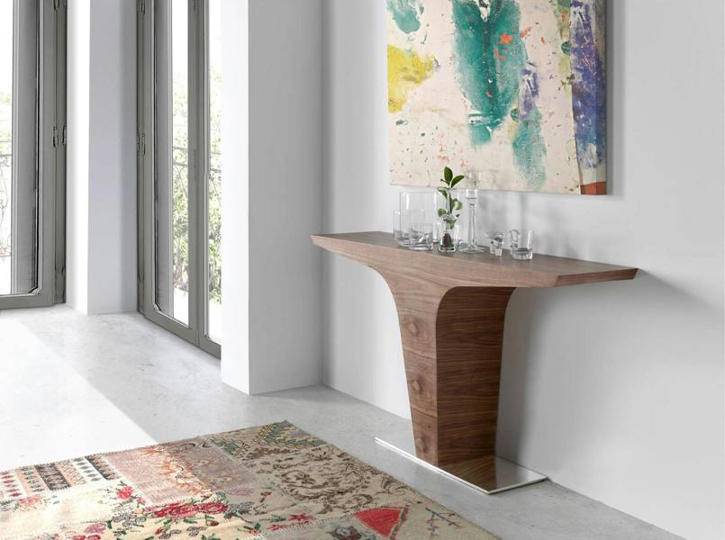 Angel Cerdá Rectangular Walnut Console With Chrome-plated Steel BASE 3030