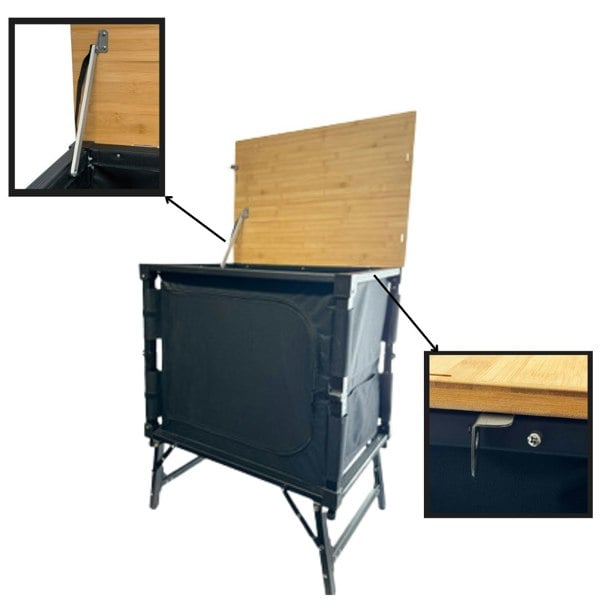 Bamboo 3 in 1 Folding Table/Storage Camping Cupboard OLPRO