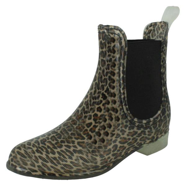Spot On Girls Spot On Leopard Print Ankle Welly X1263#G