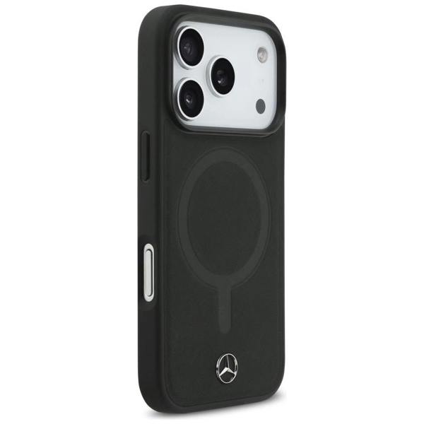 Mercedes Plain Smooth Leather Case with MagSafe for iPhone 17 Air 6.5" Black - MEHMP17M23RCMK