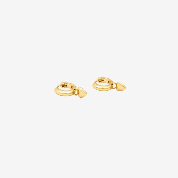 Uchi & Soto Kokoro Gold Heart Drop Huggies Earrings