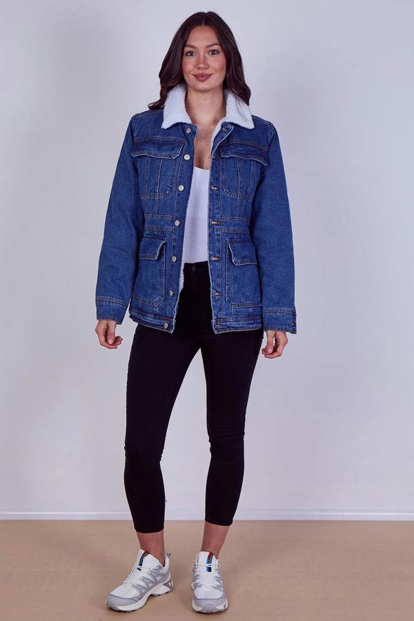 Women's Denim Sherpa Jacket – Fleece Lined Denim Jacket