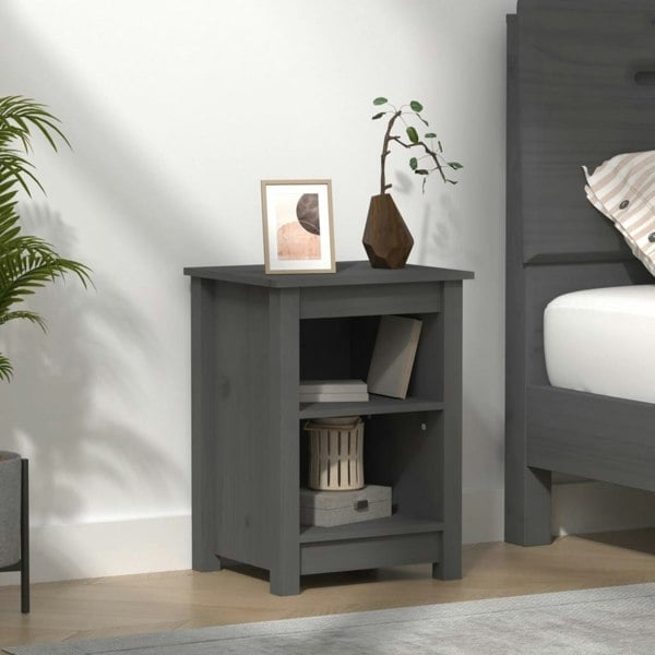 Berkfield Bedside Cabinet Grey 40x35x55 cm Solid Wood Pine
