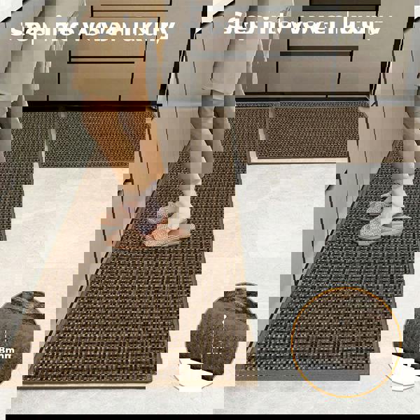 Marlow Kitchen Mat 2PCS Non Slip Woven Rubber Floor Mat Absorbent Runner Brown