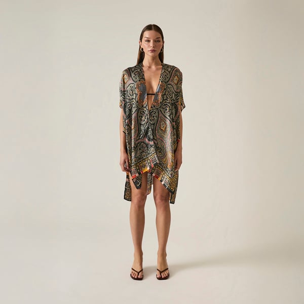 Paisley print boho kaftan with relax fit