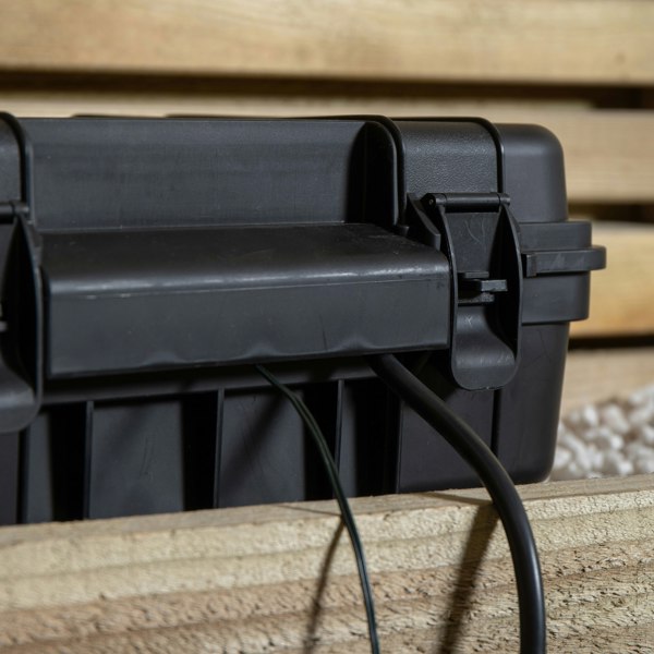 Samuel Alexander 34cm x 21cm Large Black Outdoor Weatherproof Connection Box with Extension Cable