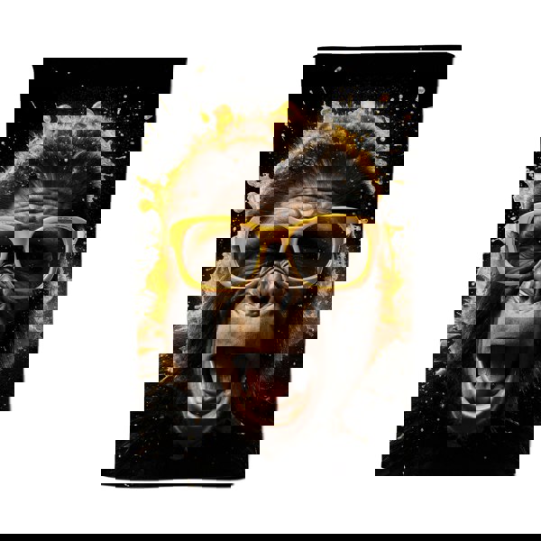 Warren Reed Splashart Monkey Face With Yellow Glasses Tea Towel